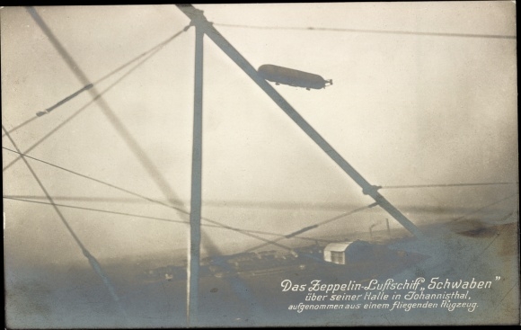 PC Berlin Johannisthal, Zeppelin air cruiser Swabia, airship, LZ 10, aerial photo