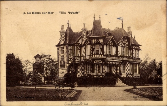 Ak Le Molay Littry Calvados, Villa Oasis, Architektur der Belle Époque, große Fenster, Gartenanla