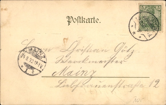Chromo-Litho Eppstein Taunus Hessen, total view, Bergpark Herm. Alfred, gate of the castle, Old German Room
