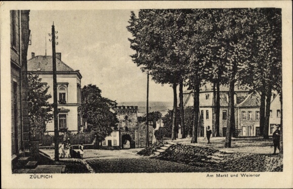 Postcard Zülpich North Rhine Westphalia, Market, Weiertor