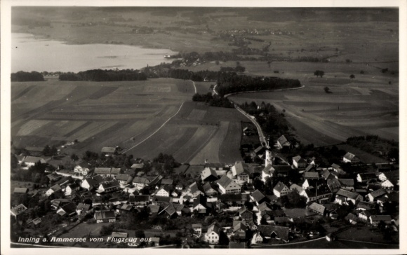 Postcard Inning am Ammersee Upper Bavaria, aerial photograph