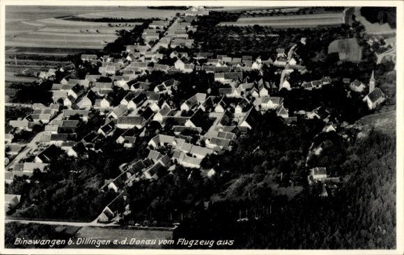 Postcard Binswangen district of Dillingen an der Donau Swabia, aerial photograph
