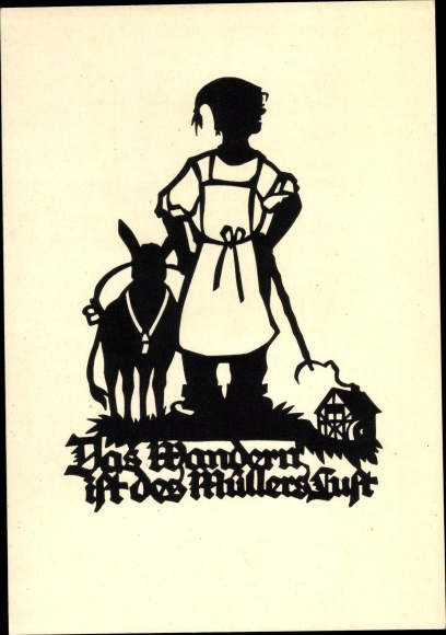 Paper cut Postcard Schwindt, AM, Wandering is the miller&#39;s delight