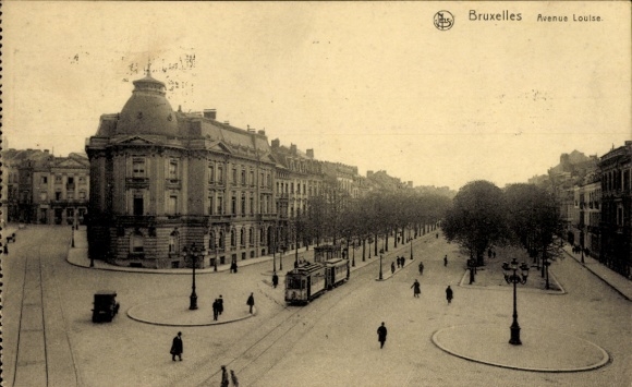 Postcard Bruxelles Brussels, Luisenstraße, tram