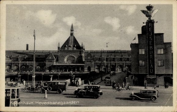 Postcard København Copenhagen Denmark, train station