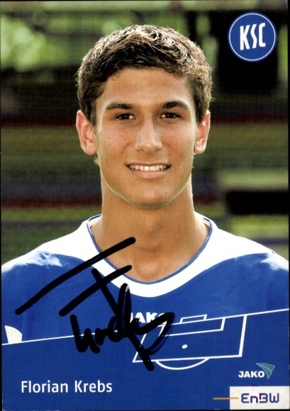 Autogrammkarte Fußballer Florian Krebs, Karlsruher SC, Autogramm
