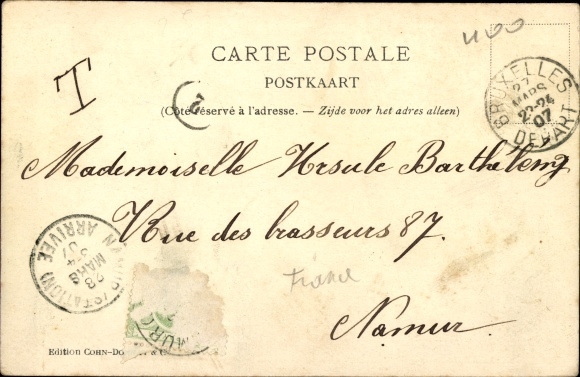 Art Nouveau letters artist PC Titz, Louis, U, urn, painted clay vessel