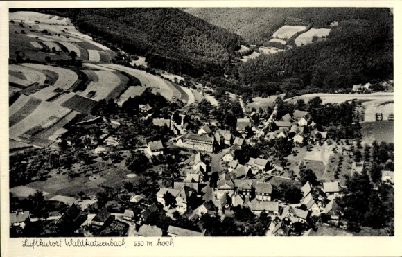 Ak Waldkatzenbach Waldbrunn im Odenwald, Fliegeraufnahme