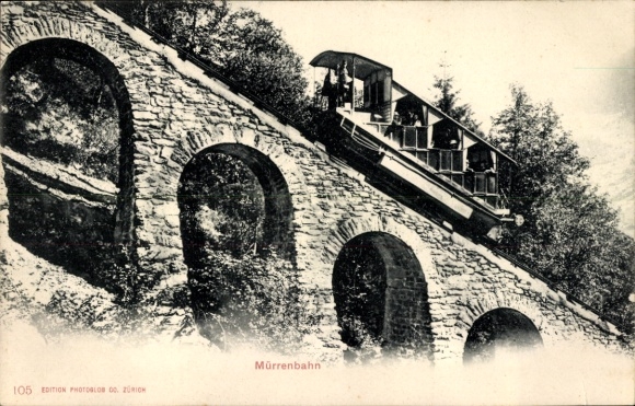 Postcard Mürrenbahn, funicular railway