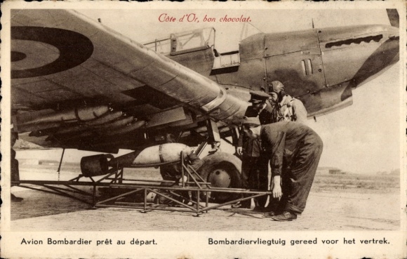 Postcard Côte d'Or, bomber ready for takeoff