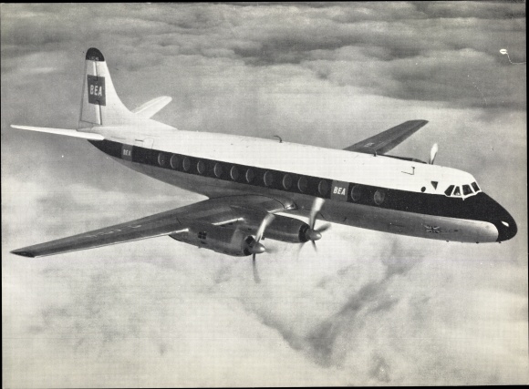 Postcard British Airliner, BEA, British European Airlines Jet Prop Viscount