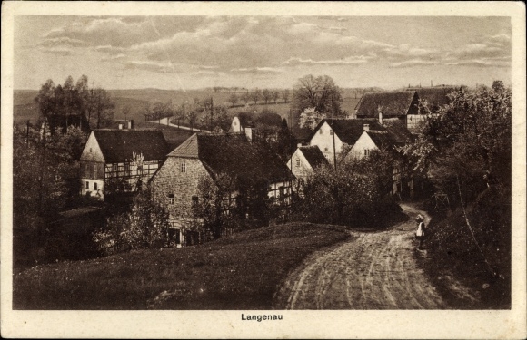 Ak Langenau Hartha Mittelsachsen, Gasthof zur Erholung, Blick auf den Ort
