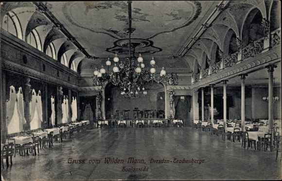 Postcard Dresden Trachenberge, Wilder Mann, Hall