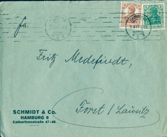 Briefumschlag Schmidt & Co, Catharinenstraße 47-48, Hamburg 8