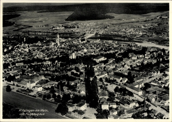 Postcard Kitzingen am Main Lower Franconia, aerial view of Kitzingen, rivers, buildings, rural surroundings