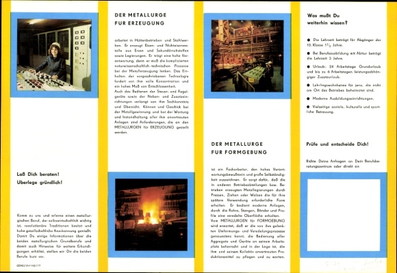 Timetable GDR job metallurgy for shaping, a job for you around 1970