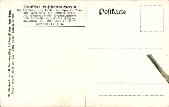 Artist Postcard Schulze, Hans Rudolf, Military pigeon on reconnaissance flight near the Masurian Lakes, I. WK