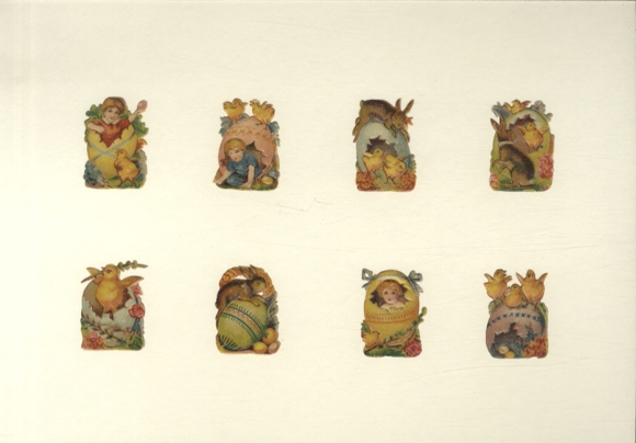 8 wafers children and chicks in colorful Easter eggs, each approx. 4 x 3 cm