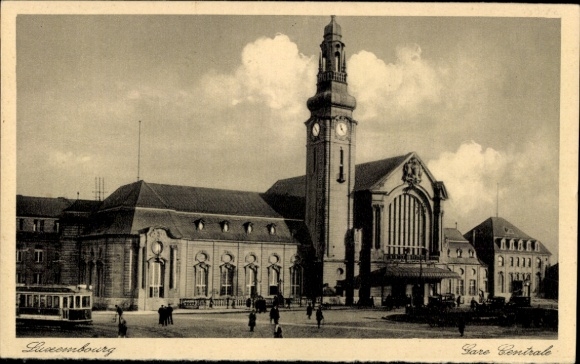 Postcard Luxembourg, Gare Centrale, Central Station, Tram