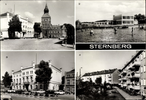 KP Sternberg w Meklemburgii na Pomorzu Przednim, ulica Karla Liebknechta, restauracja, łazienka, ratusz, nowe budynki