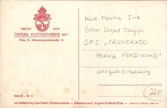 Artist Postcard Kircher, Alex, mail steamer Archduke Franz Ferdinand, Austrian Lloyd