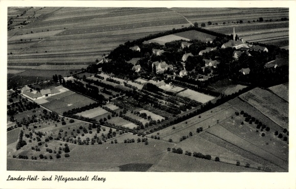 Postcard Alzey in Rheinhessen, State Hospital and Nursing Home, aerial photograph