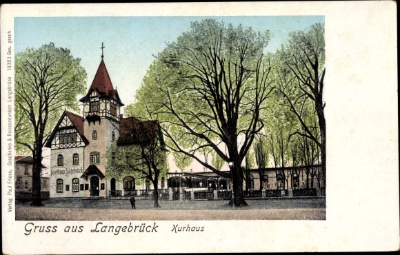 Golden Windows illuminated window Postcard Dresden Langebrück, Kurhaus