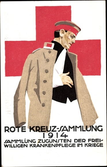 Artist PC Hohlwein, L., Red Cross Collection 1914, voluntary nursing in the war