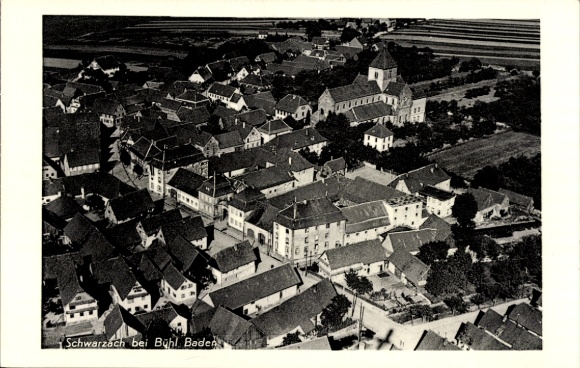 Ak Schwarzach Rheinmünster im Schwarzwald, Luftaufnahme