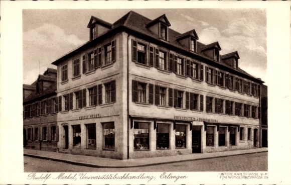 Postcard Erlangen in Middle Franconia Bavaria, Rudolf Merkel University Bookstore