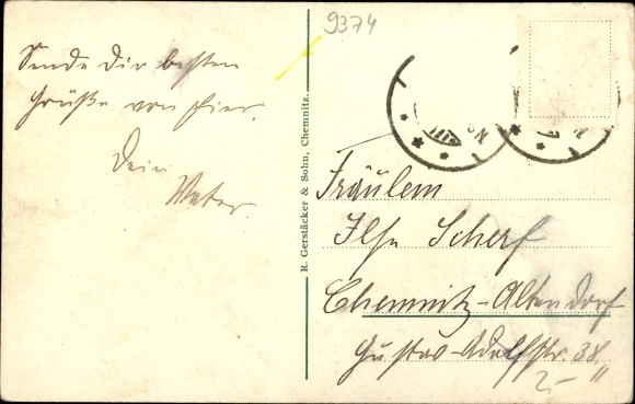 Postcard Gelenau in the Erzgebirge of Saxony, the convalescent home with a park