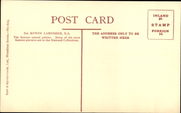 Postcard painter and sculptor Sir Edwin Landseer, portrait