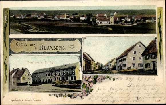 Ak Blumberg am Schwarzwald Baden, Handlung von F. Eby, Straßenpartie, Gesamtansicht