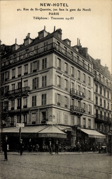Ak Paris, Nieuw Hotel, 40 Rue de St-Quentin, Gare du Nord