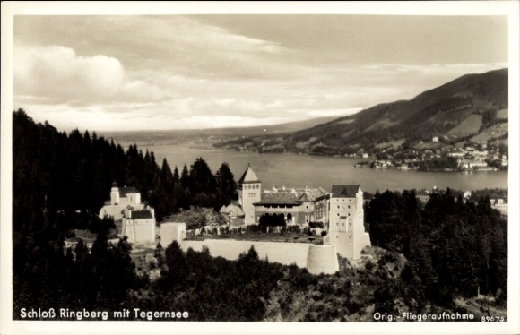Postcard Kreuth am Tegernsee Upper Bavaria, Ringberg Castle, aerial photograph