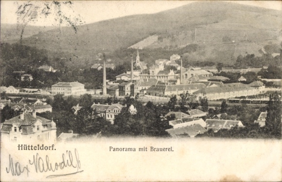 Postcard Wien 13 Hietzing Hütteldorf, Panorama with Brewery