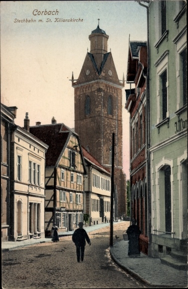 Postcard Korbach in Hesse, Stechbahn, St. Kilianskirche
