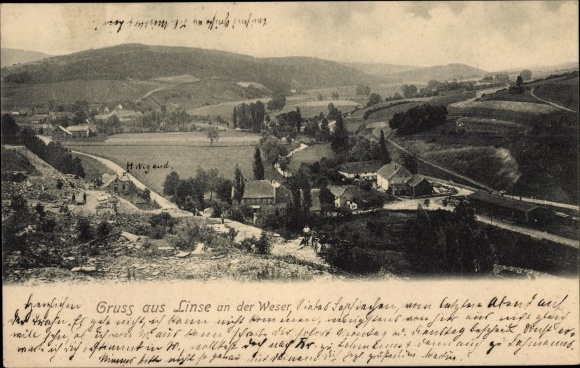 Ak Linse Bodenwerder an der Weser, Blick auf den Ort mit Umgebung