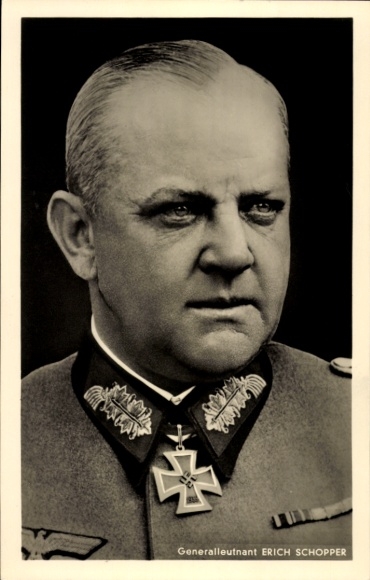 Postcard Knight's Cross recipient Lieutenant General Erich Schopper