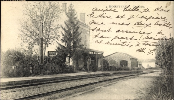 Postcard Monéteau Yonne, The Train Station