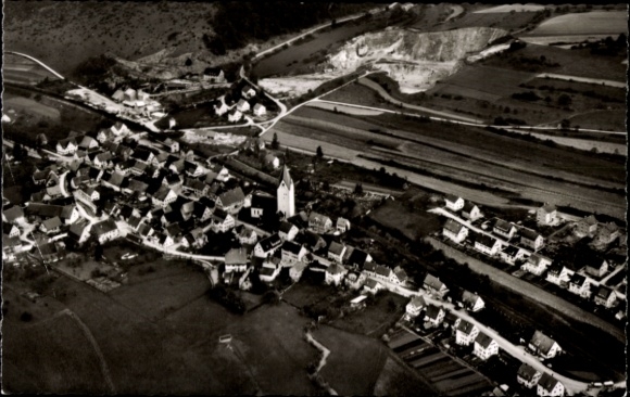 Postcard Lonsee in Württemberg, aerial photograph