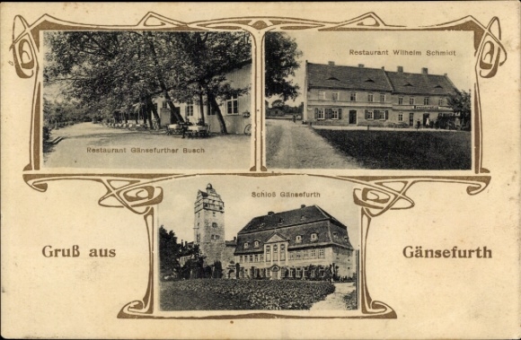 Postcard Gänsefurth Hecklingen in the Salzlandkreis, castle, restaurant Gänsefurther Busch