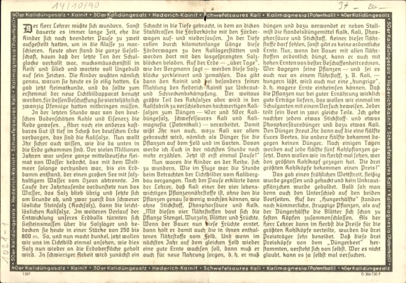 Timetable for potash fertilizer salt - potash fertilizer for agriculture and gardens around 1930
