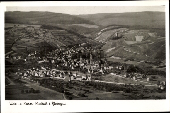 Postcard Kiedrich in Rheingau Taunus, aerial photograph