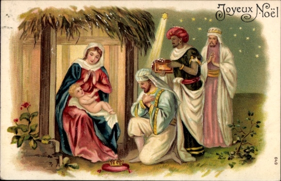 Präge Ak Glückwunsch Weihnachten, Heilige Familie, Jesuskind, Drei Könige