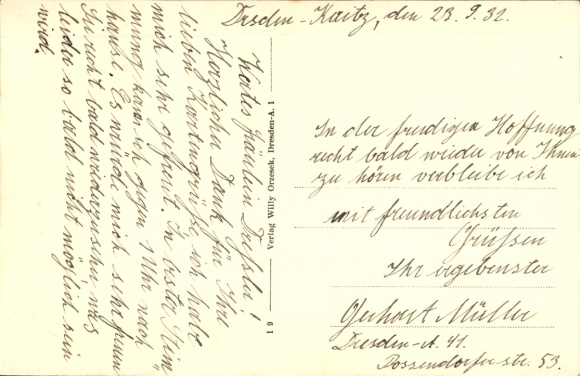 Postcard Dresden Kaitz, School, War Memorial, Boderitzer Straße, Possendorfer Straße