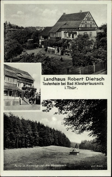 Ak Tautenhain Thüringen, Landhaus Robert Dietsch, Partie im Himmelsgrund, Am Wasserwerk