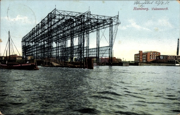 Ak Hamburg Mitte Steinwerder, Ellerholzhöft, Ellerholzhafen, Vulkan-Werft, Hafen, Wasser, Boote, 