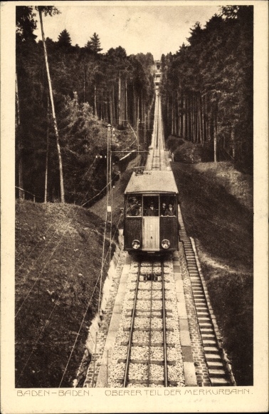 Ak Baden Baden am Schwarzwald, Oberer Teil der Merkurbahn