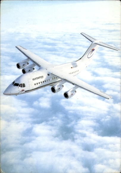 Postcard passenger aircraft Eurowings, British Aerospace BAe 146 200, D ACFA